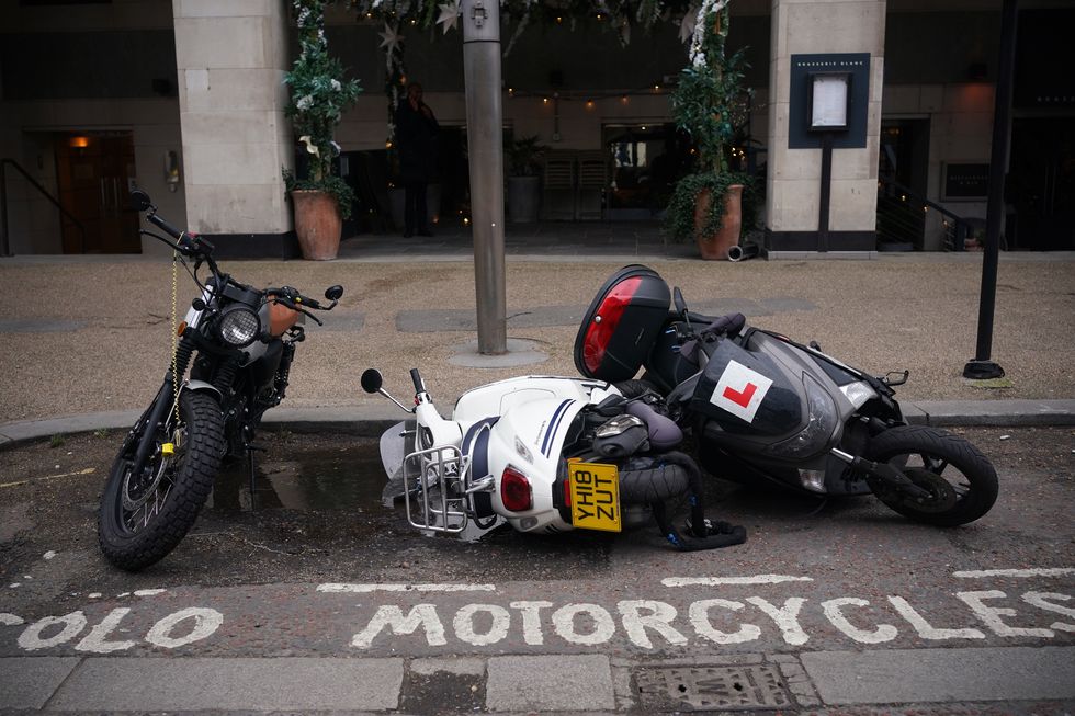 Parked motorcycles