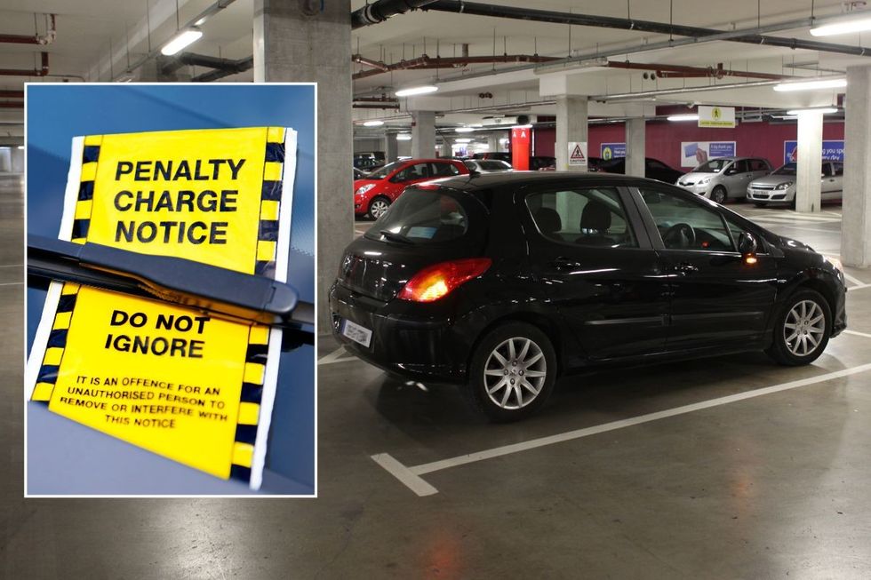 Parking charge and a car parked in a parking garage