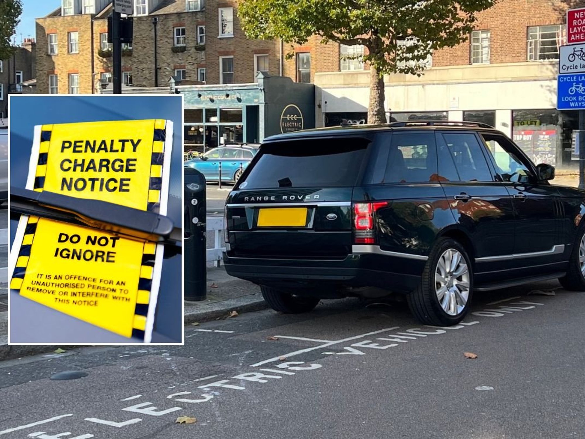 Parking fine and a large vehicle parked