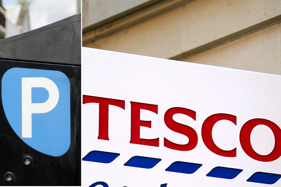 parking metre and tesco sign