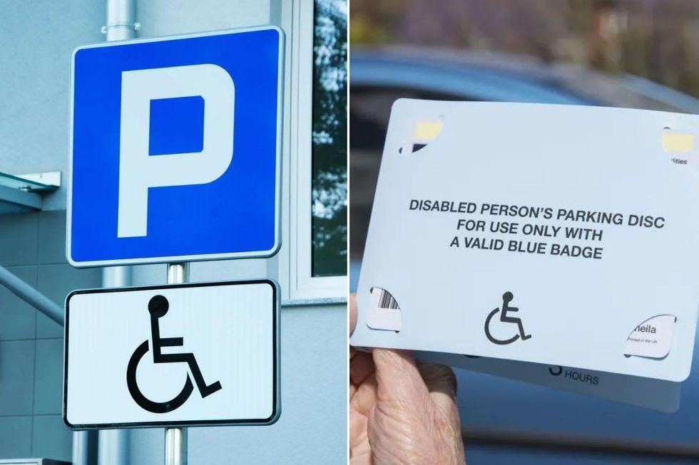 Parking sign and a Blue Badge 