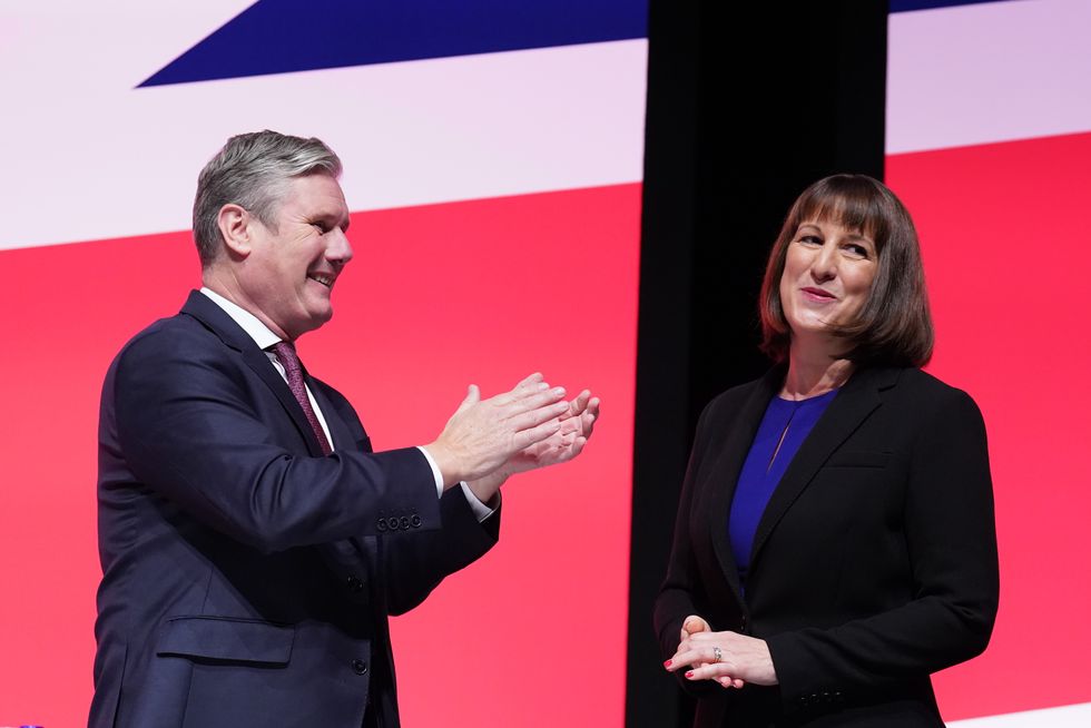 Party leader Sir Keir Starmer with shadow chancellor Rachel Reeves at the end of her keynote speech during the Labour Party Conference at the ACC Liverpool. Picture date: Monday September 26, 2022.