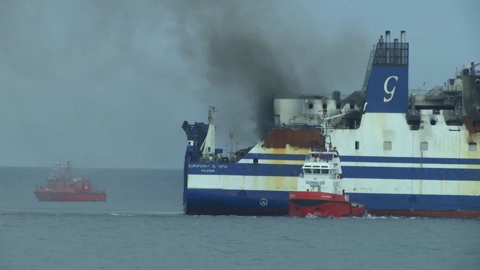 Passenger found alive on Greece-Italy ferry after blaze, 11 still missing
