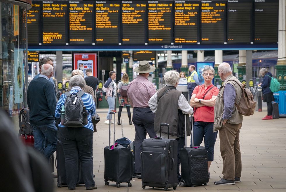 Passengers at Edinburgh's Waverley Station,