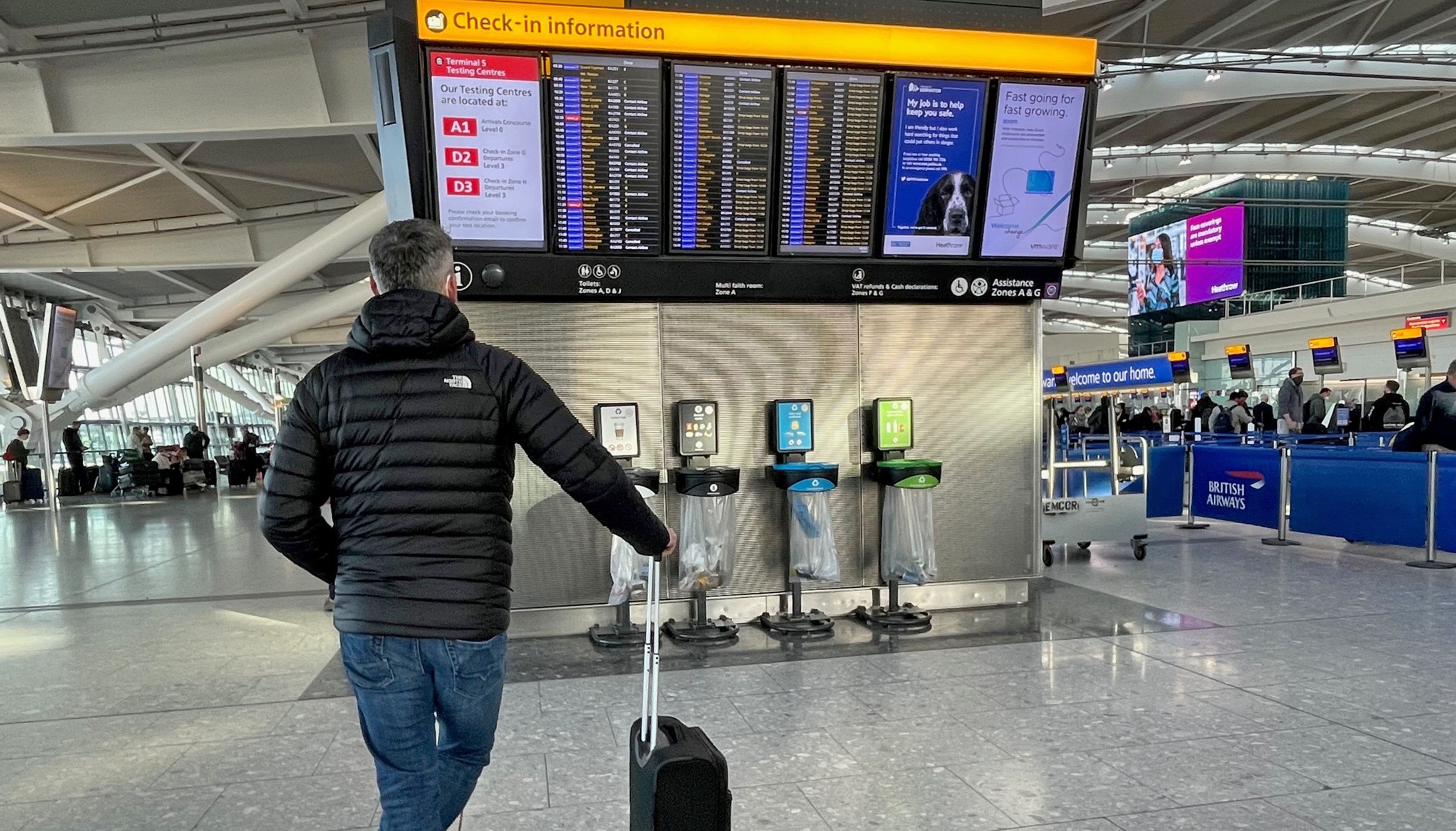 Passengers at Heathrow Airport T5, London. Picture date: Saturday February 26, 2022.