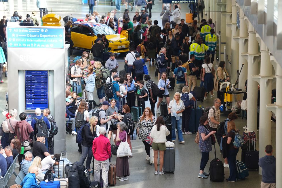 Passengers at the Eurostar terminal at St Pancras station in central London