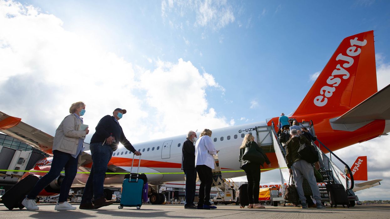 Passengers waiting to board easyJet flight