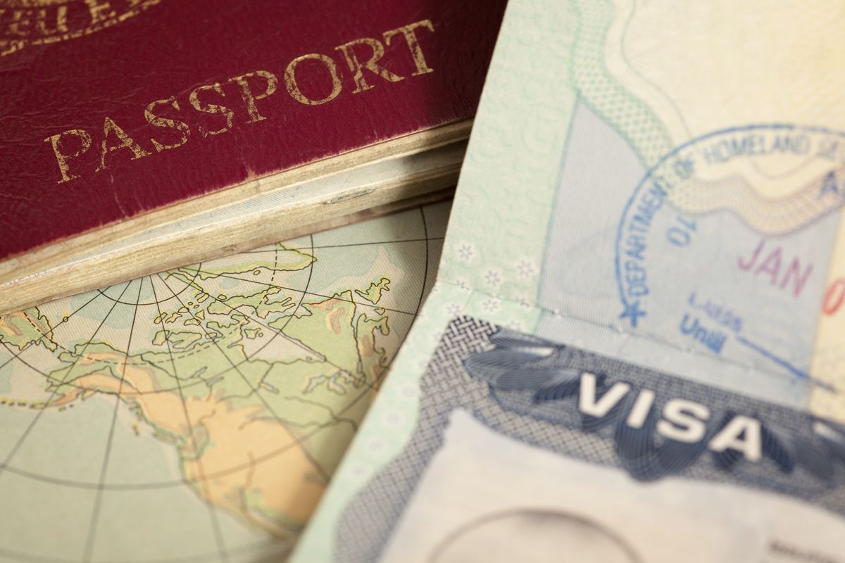 Passport and visa stock image