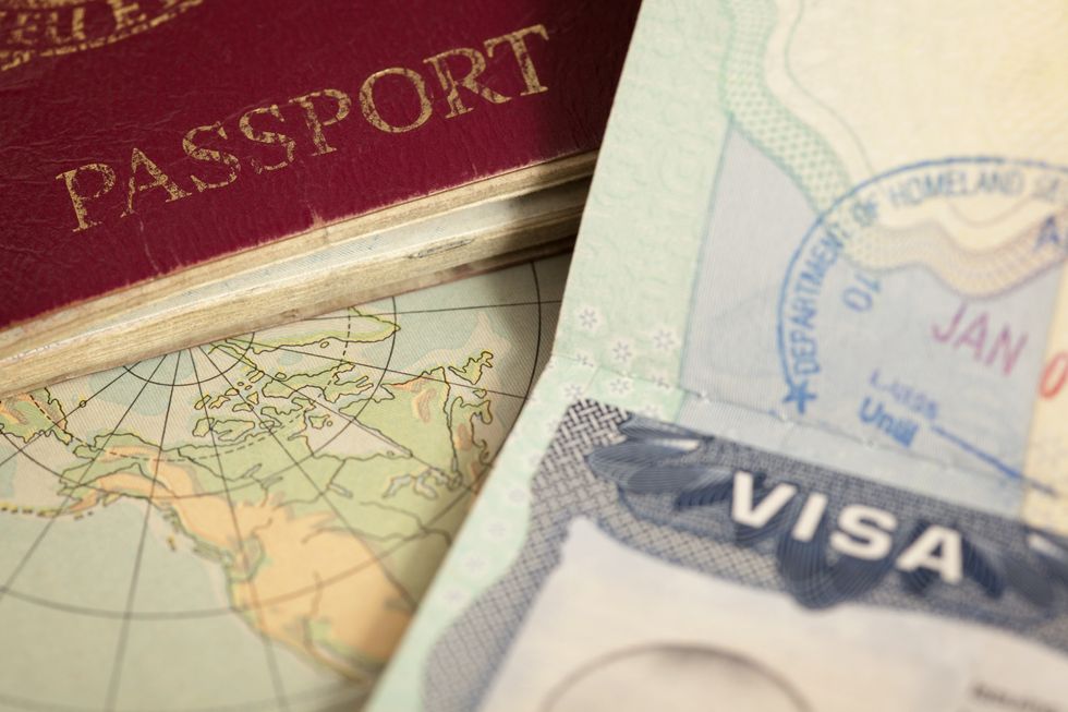 Passport and visa stock image