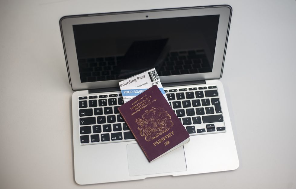 Passport on laptop