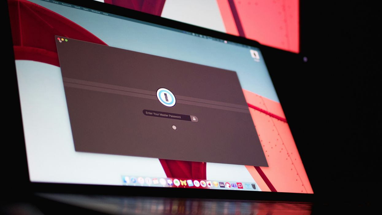 password manager 1password shown on screen with large padlock