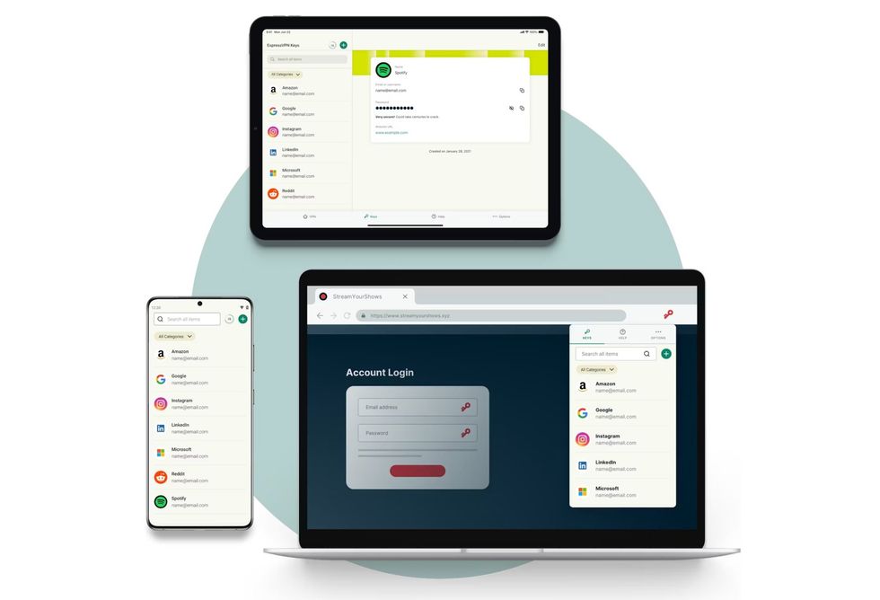 password manager expresasvpn keys shown on a white background