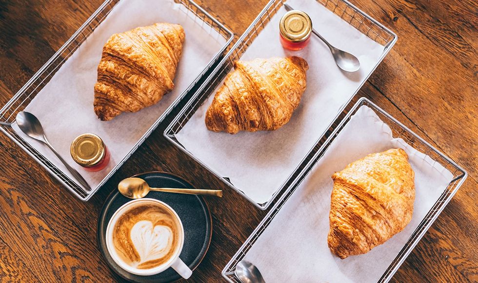 Pastries on a table with coffee