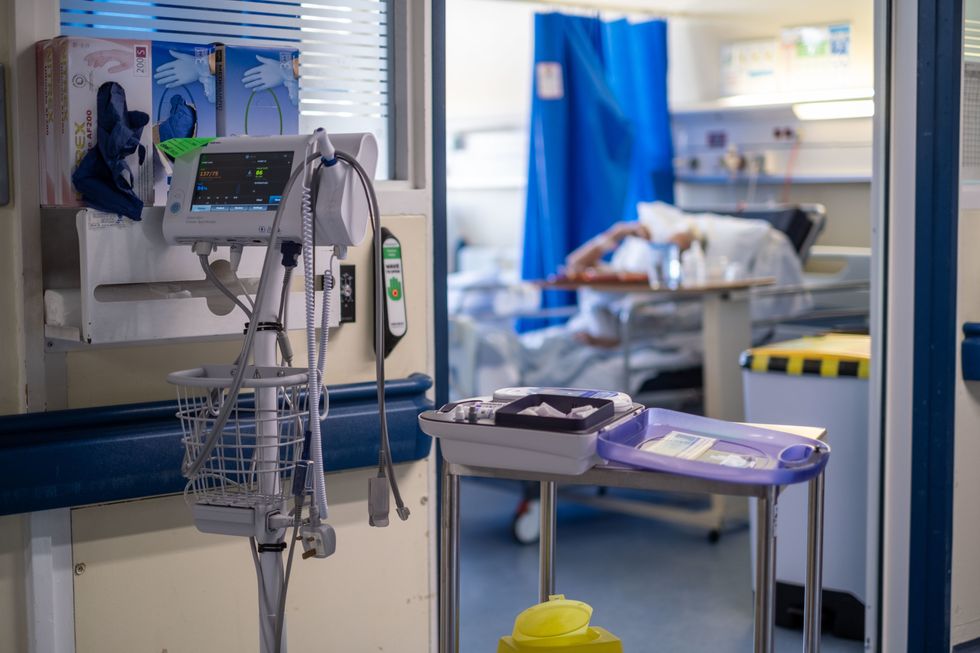 Patient in a hospital bed