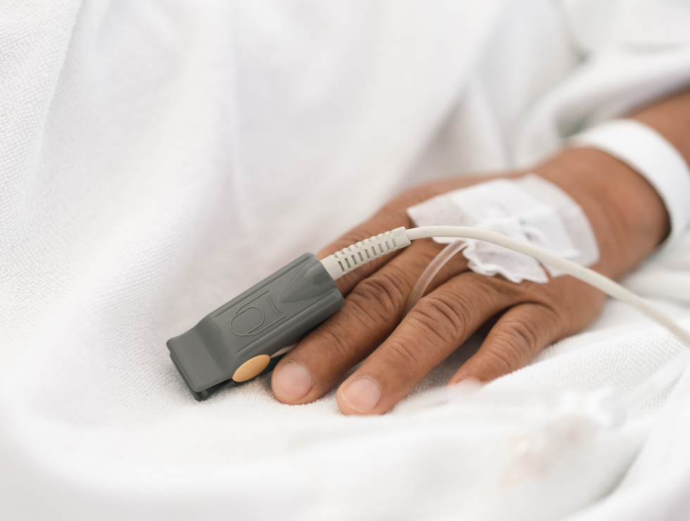 Patient in a hospital bed