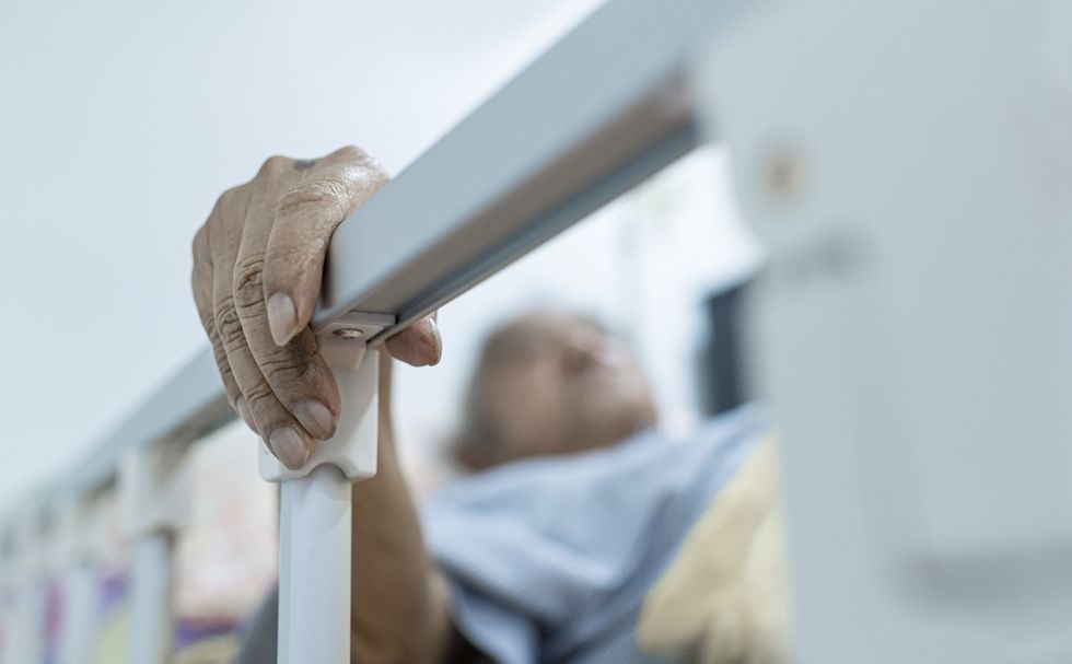 Patient in hospital bed