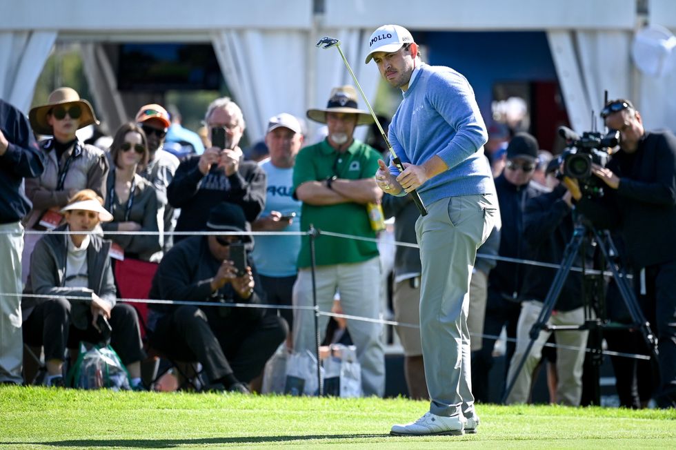 Patrick Cantlay hit two wayward shots towards the crowd on the 18th hole