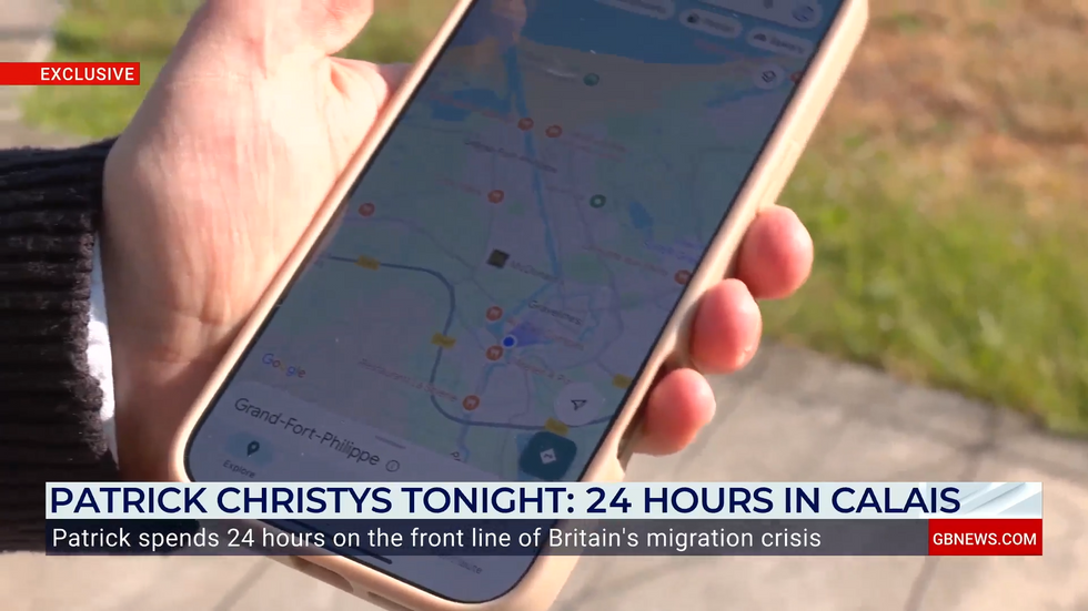 Patrick Christys's phone showing Google Maps