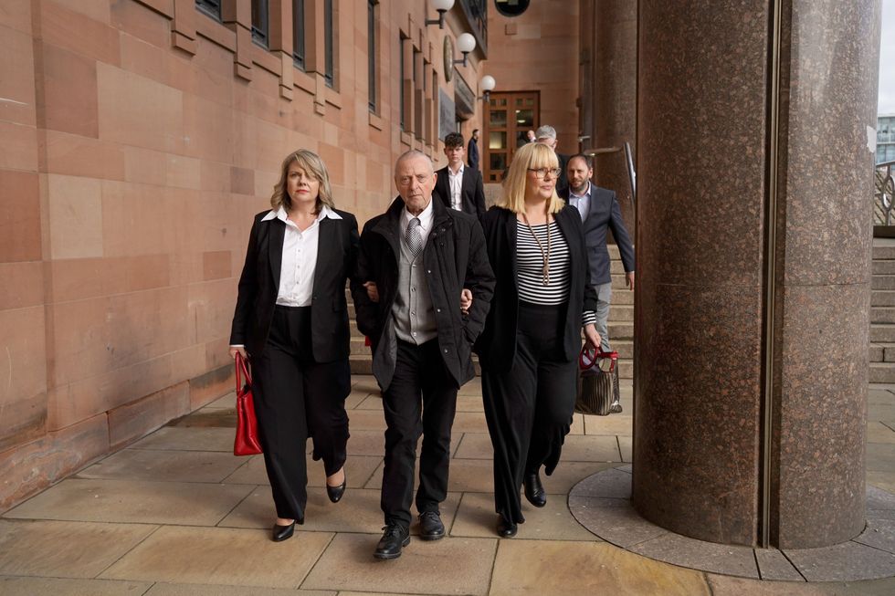 Patrick O'Hara accompanied by friends at Newcastle Crown Court