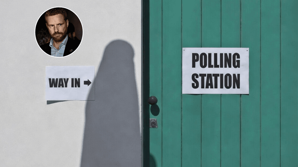 Paul Embery (left), polling station (right)