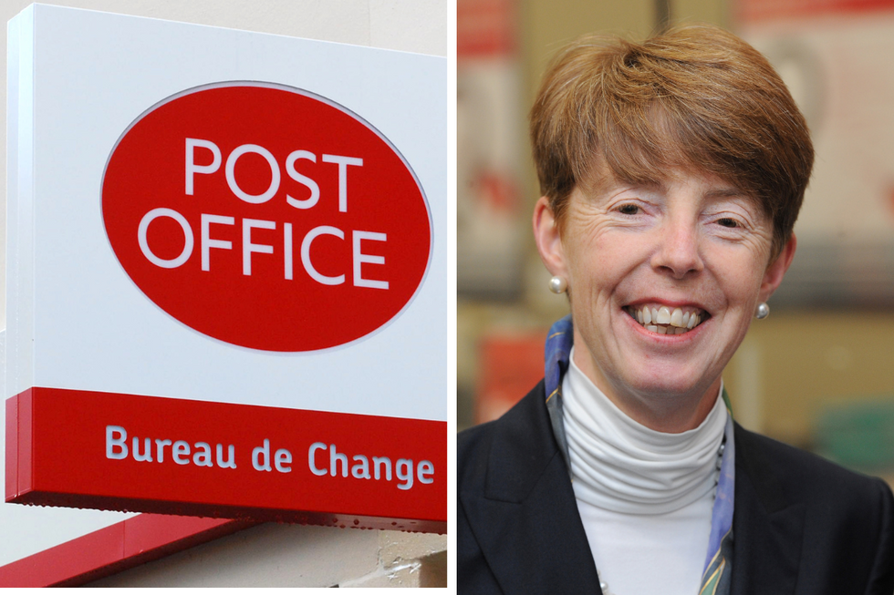 Paula Vennells and Post Office sign