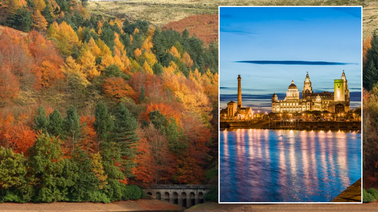 Peak District colourful trees on hill / Liverpool