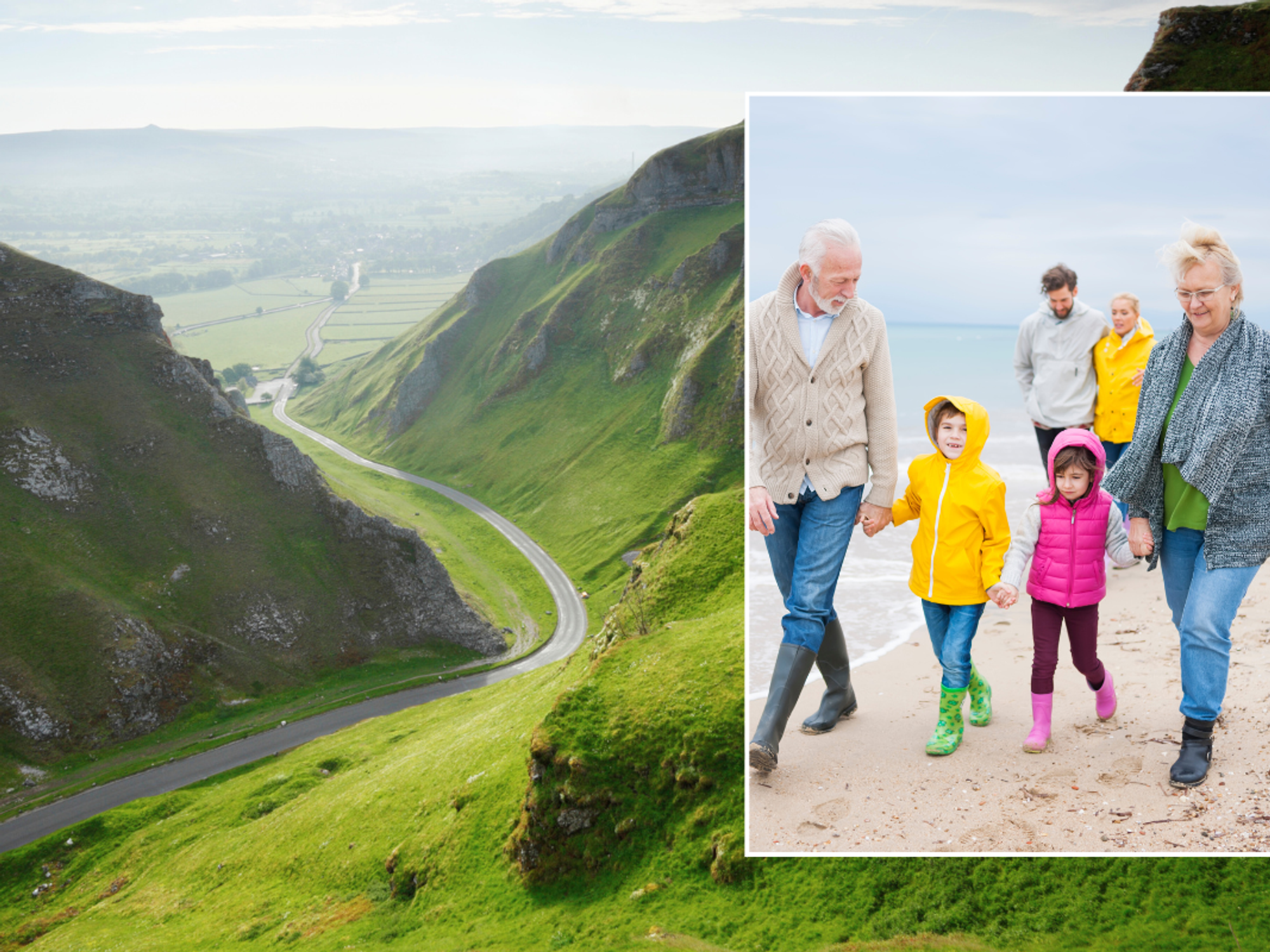 Peak District National Park / family on beach