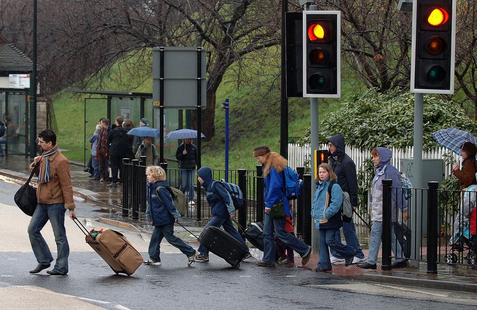 pedestrians crossing road