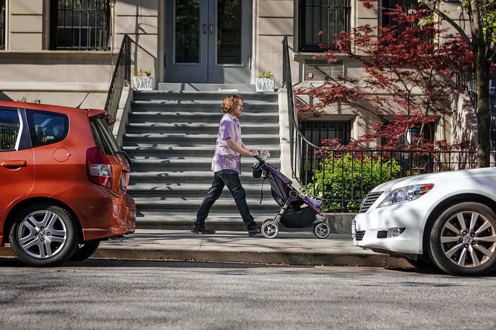 Pedestrians on the pavement