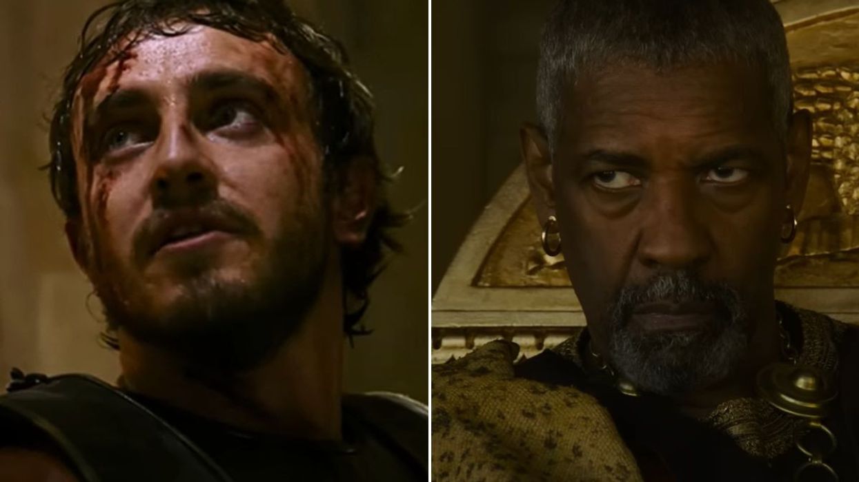 Pedro Pascal and Denzel Washington in Gladiator II