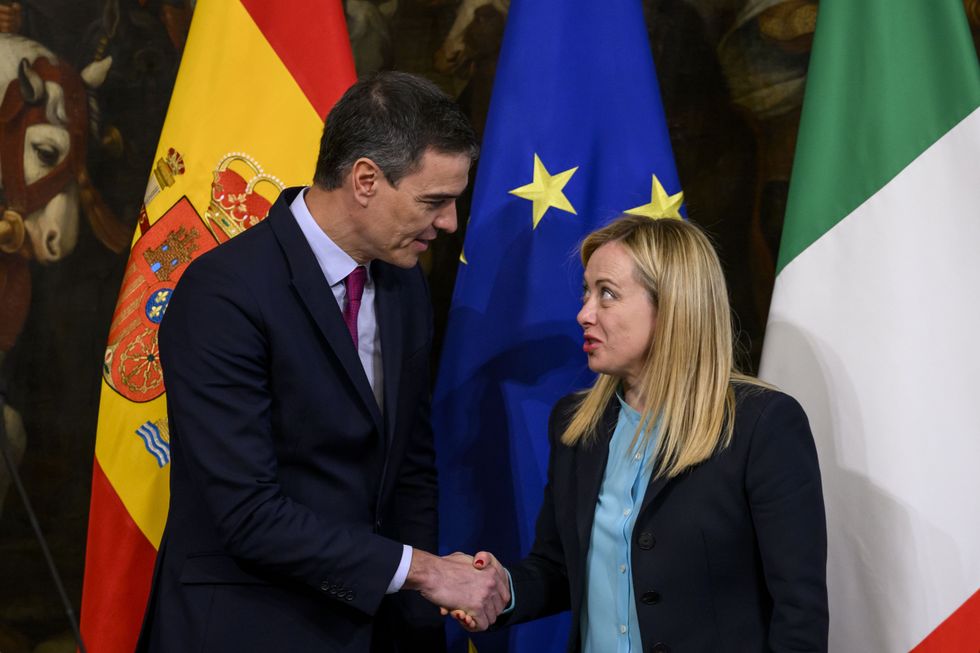 Pedro Sanchez and Giorgia Meloni