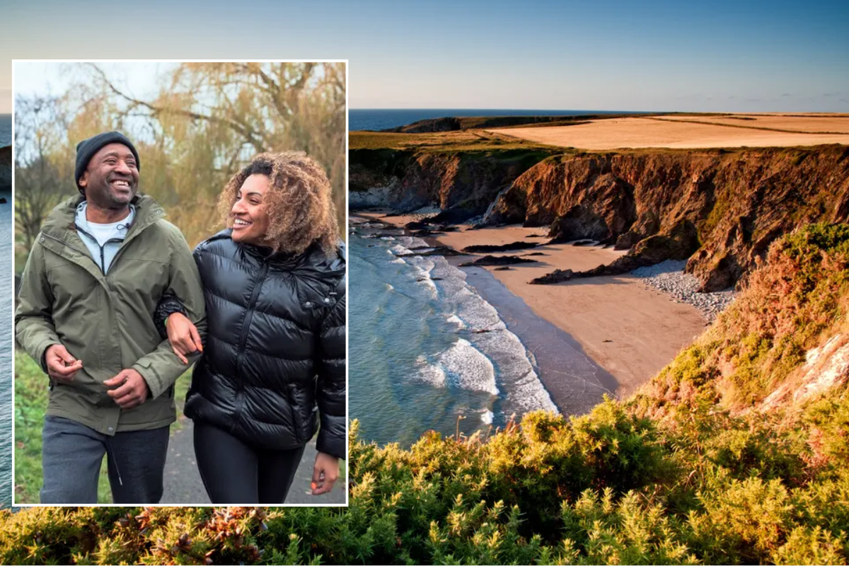 Pembrokeshire Coast walk / couple on winter walk