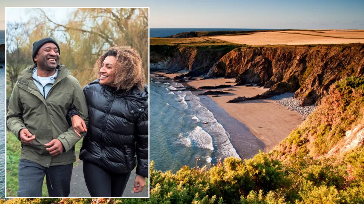 Pembrokeshire Coast walk / couple on winter walk