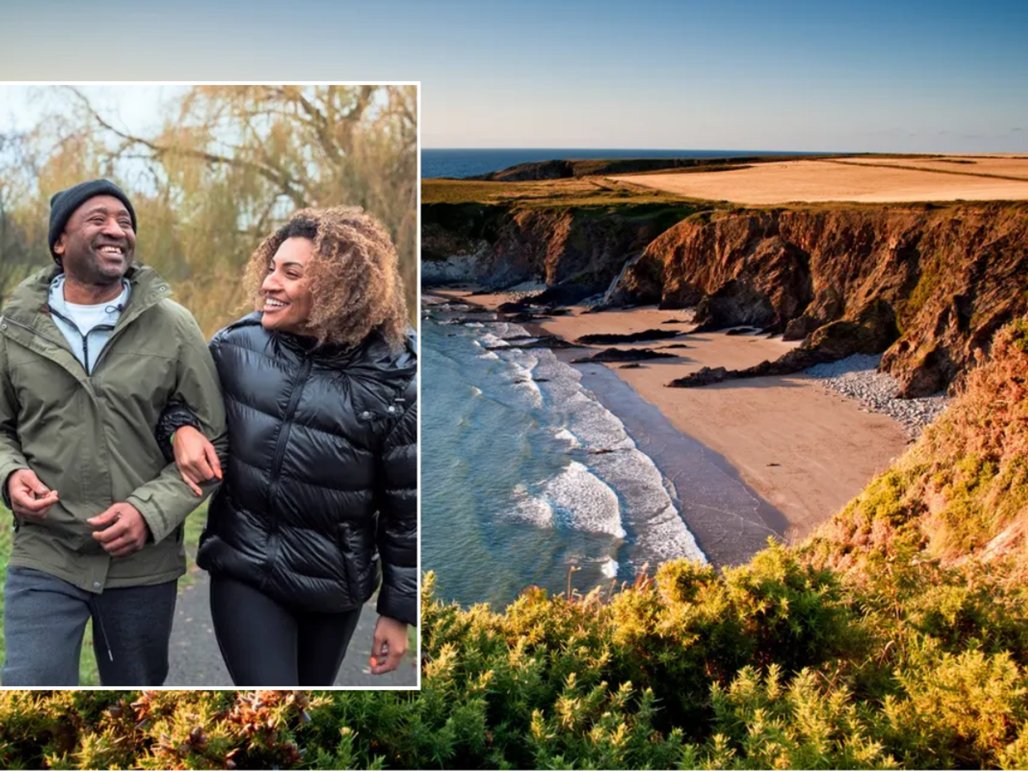 Pembrokeshire Coast walk / couple on winter walk