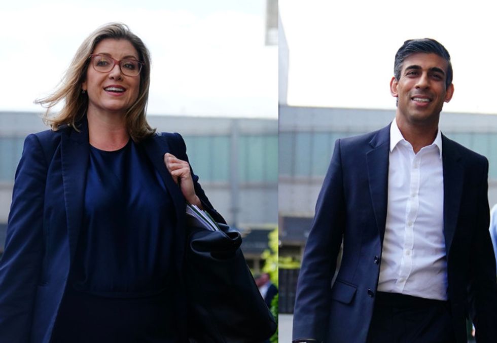 Penny Mordaunt and Rishi Sunak in London on Friday ahead of a televised debate