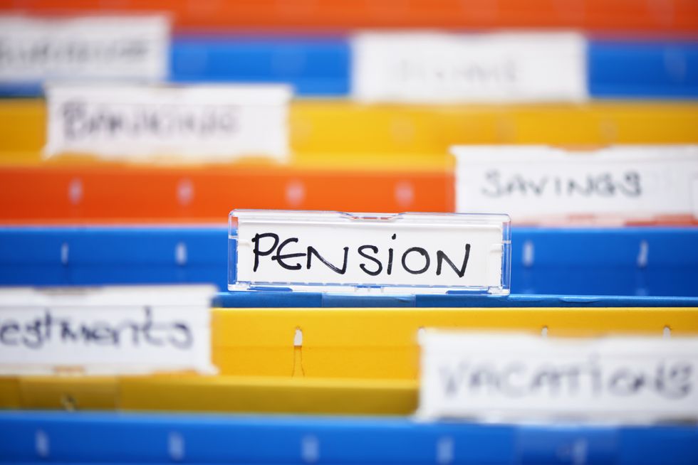 Pension label on folder