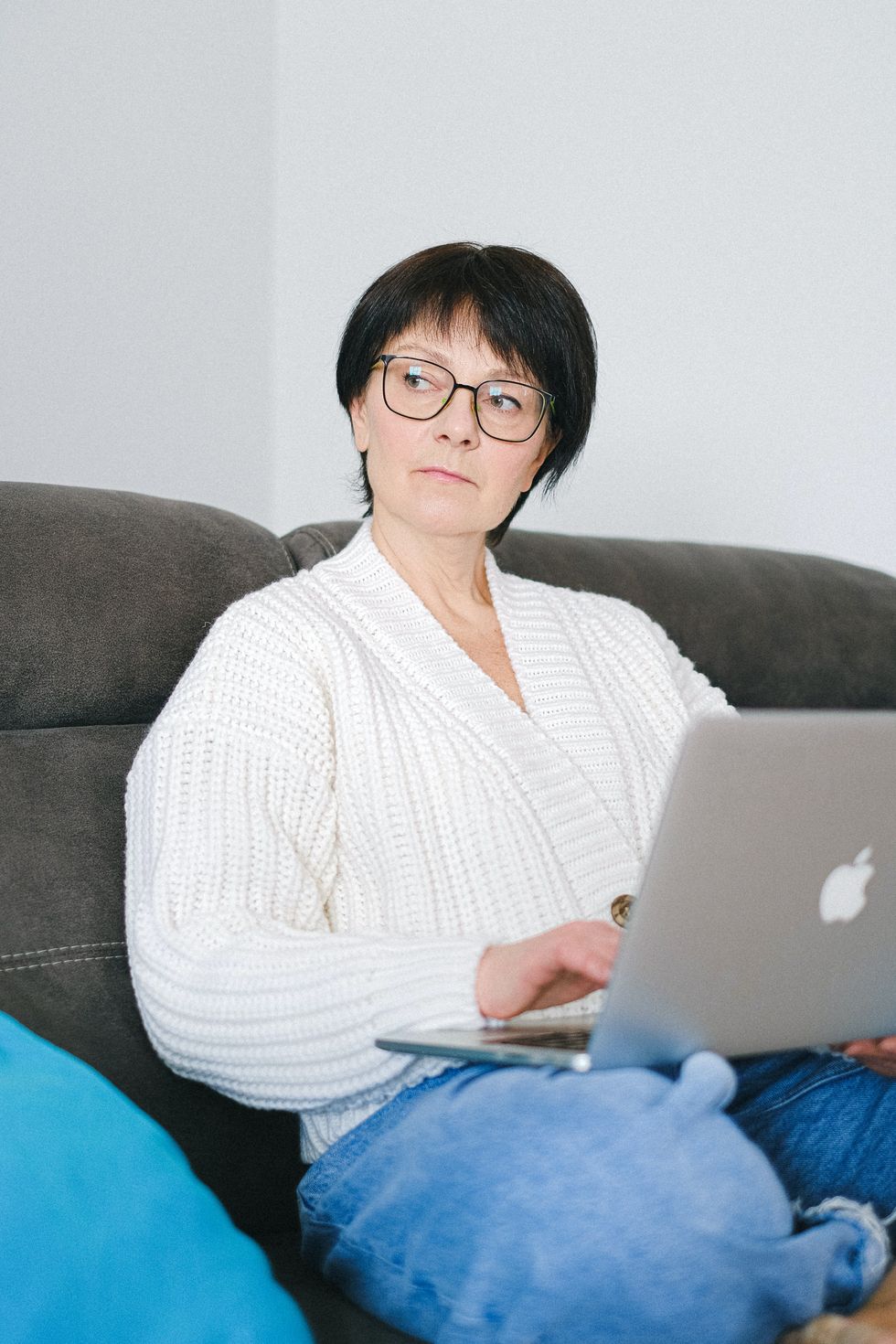 Pension saver with laptop