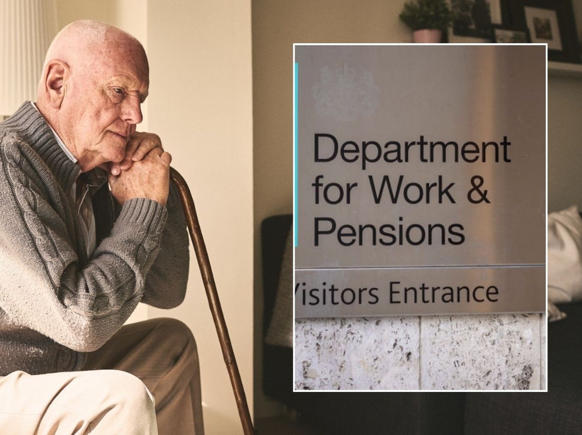 Pensioner and DWP sign