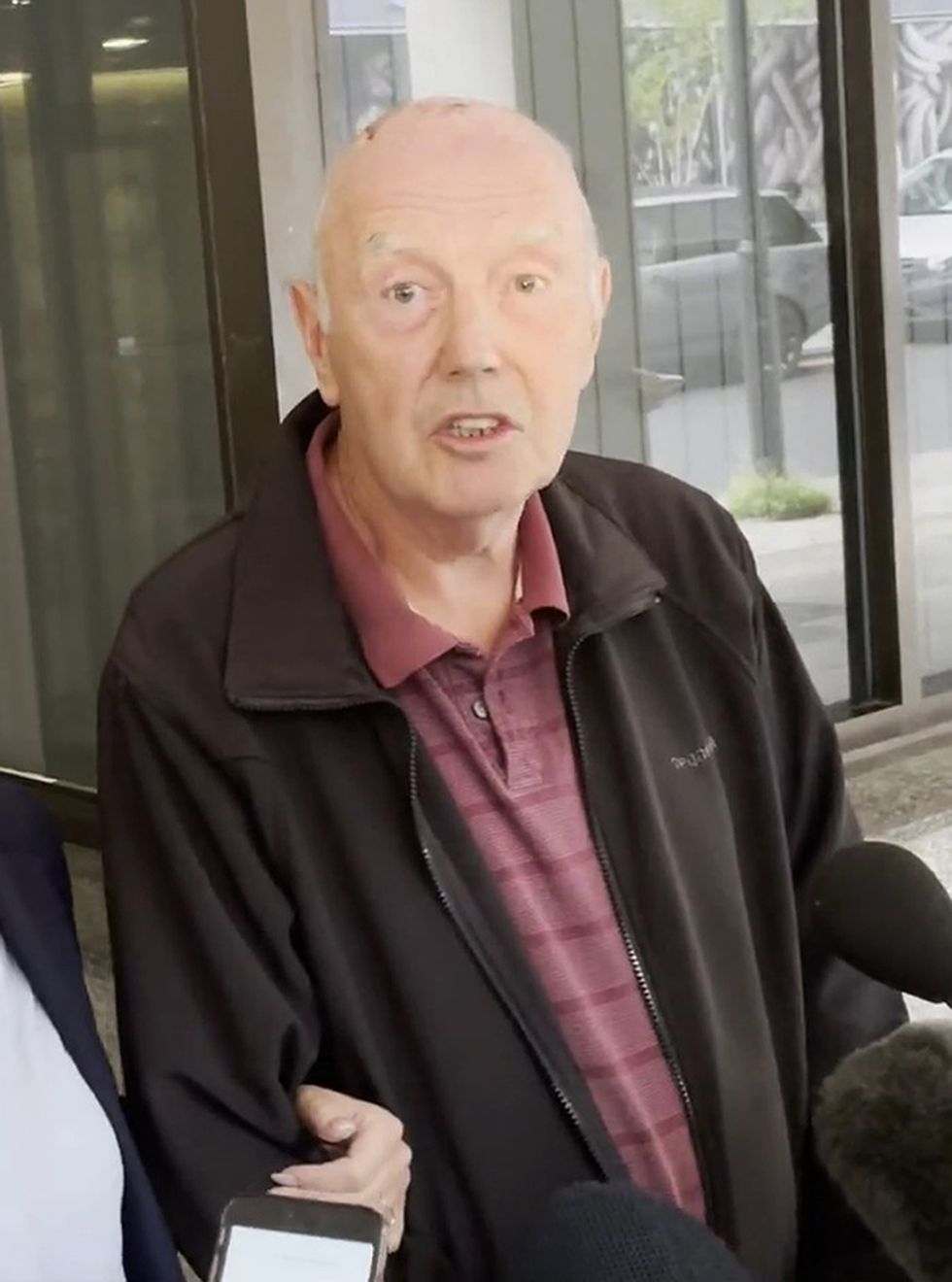 Pensioner Graham Mansfield, who cut his terminally-ill wife's throat in a failed suicide pact, speaking to the media outside Manchester Crown Court after being handed a suspended jail sentence. Graham, 73, said he killed cancer-stricken Dyanne, 71, in an %22act of love%22 months after she asked him to take her life %22when things get bad for me%22. A jury of 10 men and two women took 90 minutes to find Mansfield not guilty of murder but guilty of manslaughter. Picture date: Thursday July 21, 2022.