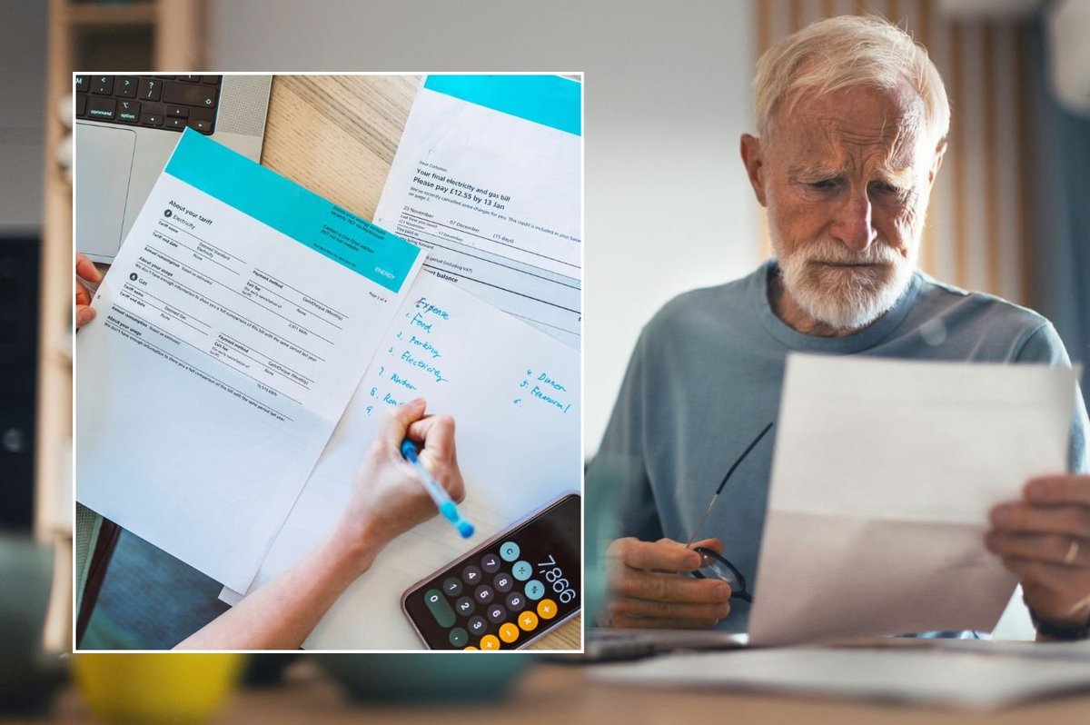 Pensioner looking at bill and energy bill