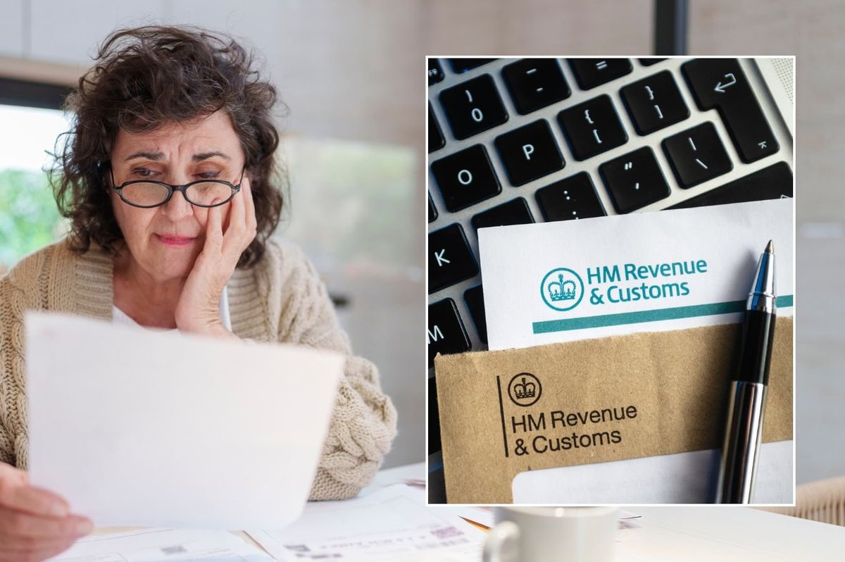 Pensioner looking at letter and HMRC letter