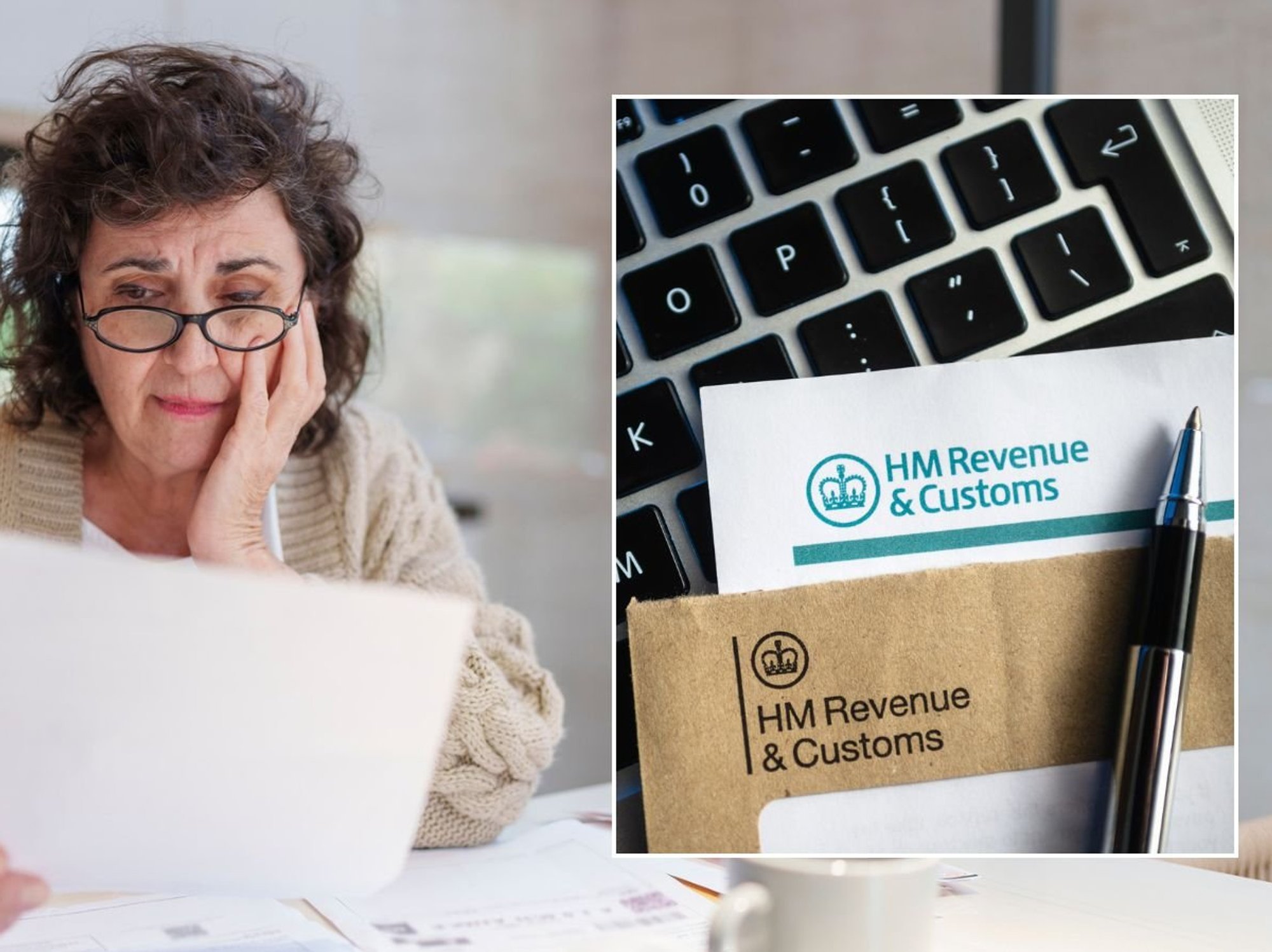 Pensioner looking at letter and HMRC letter