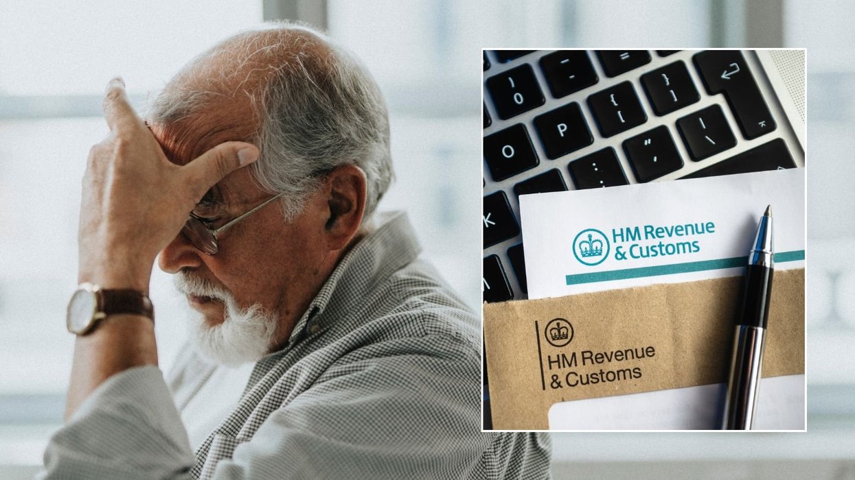 Pensioner looking worried and HMRC letter