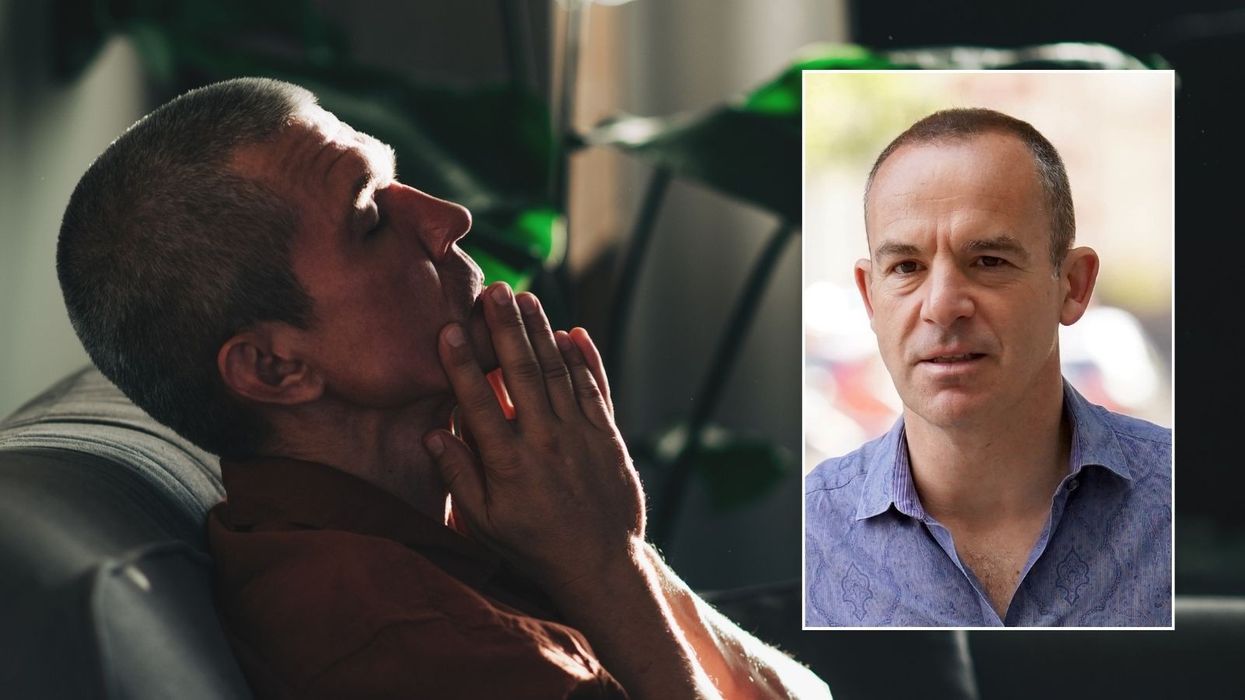 Pensioner looking worried and Martin Lewis