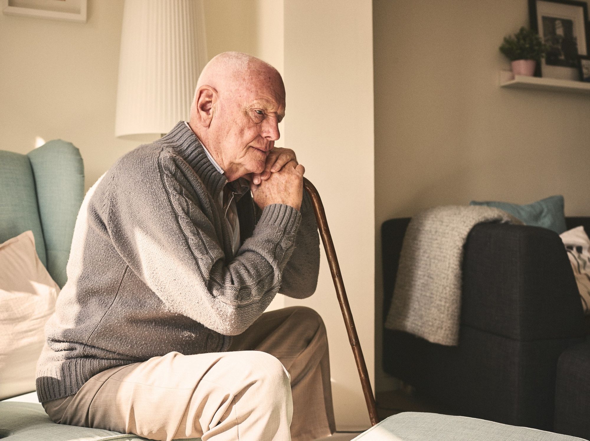 Pensioner looking worried