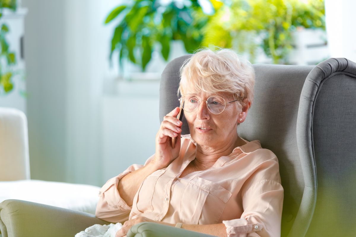 Pensioner on the phone