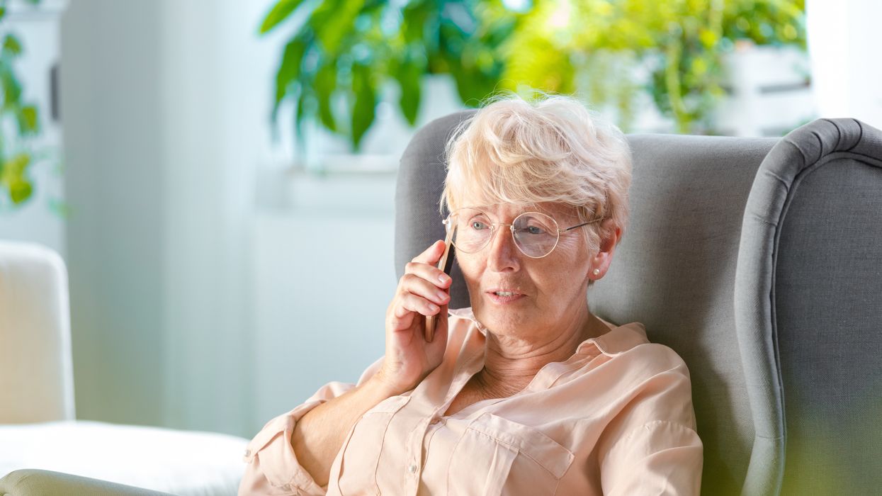 Pensioner on the phone
