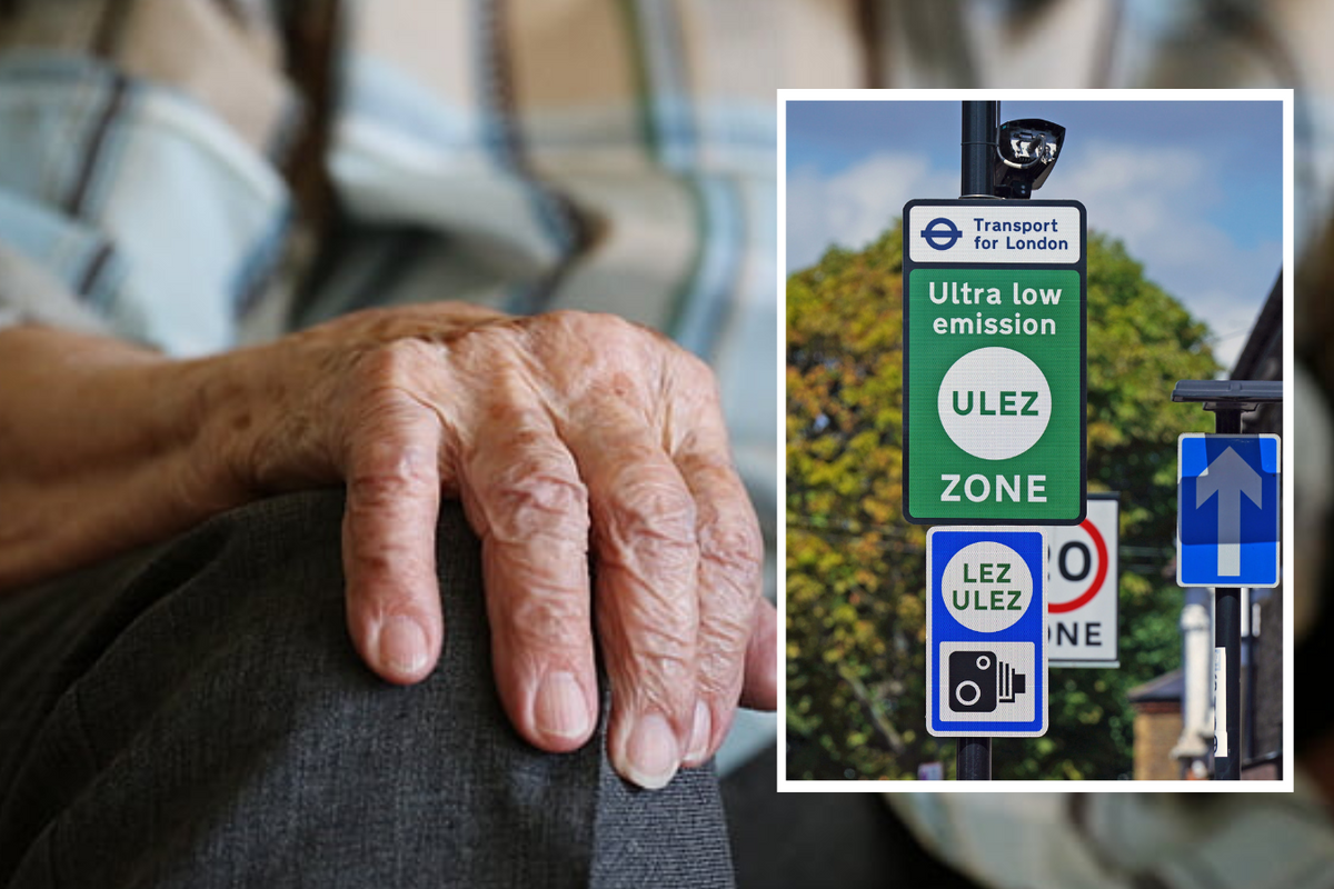 Pensioner (stock) with composite of Ulez sign