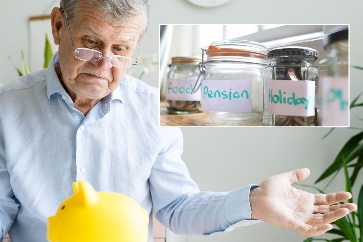 Pensioner waiting and empty pension pot