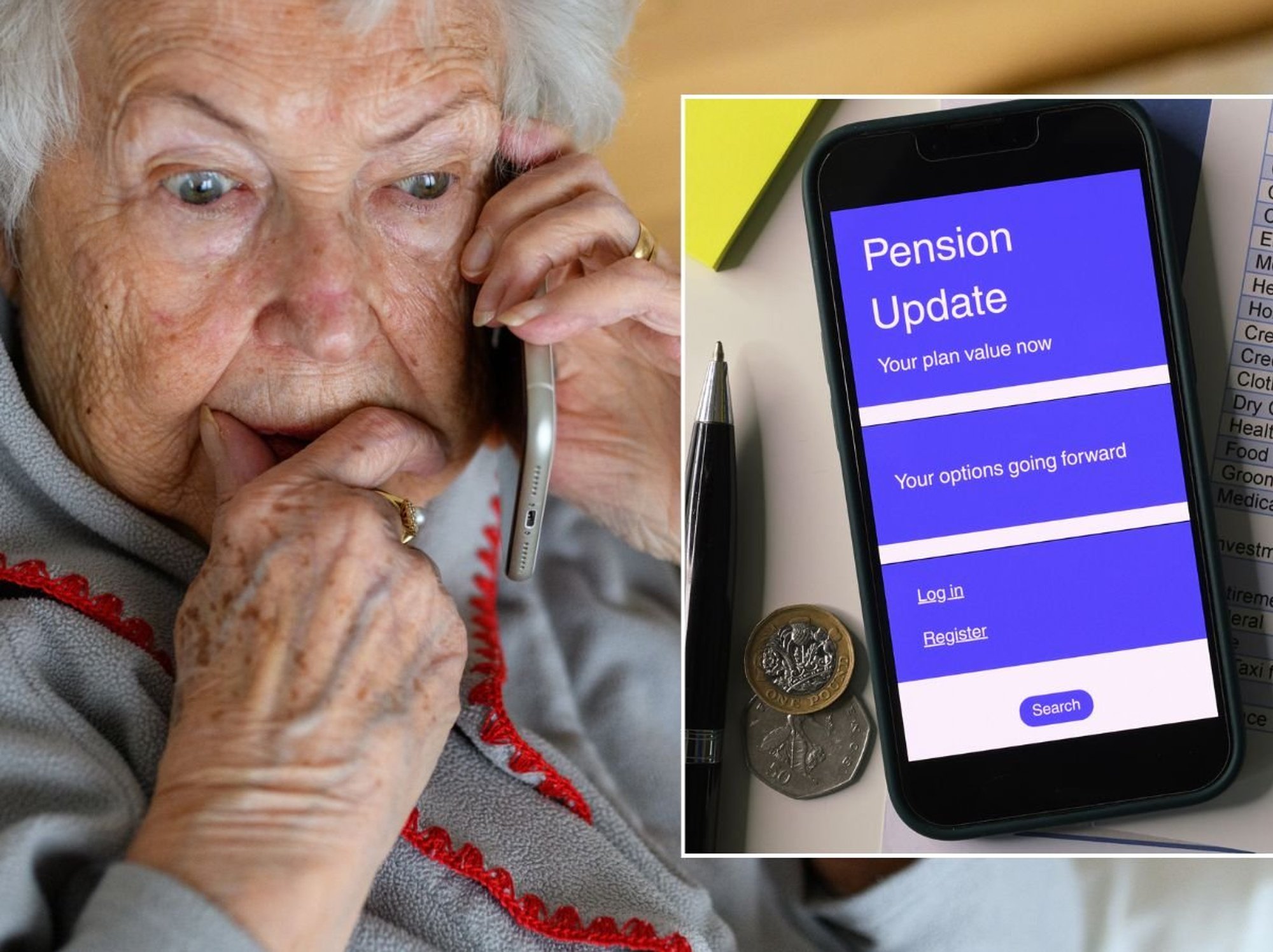Pensioner worried and pension update on phone